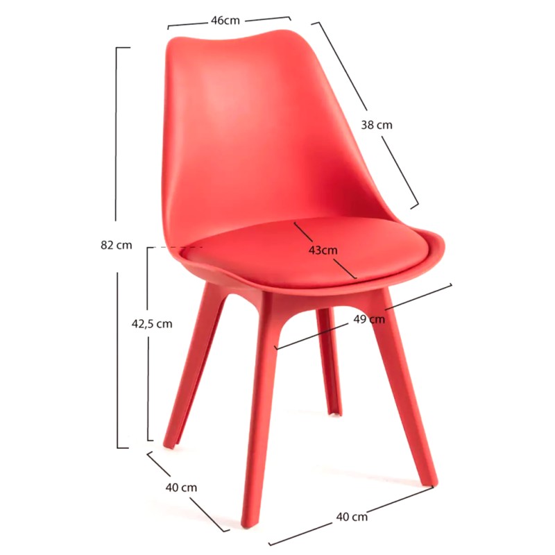 ORION91 Silla BOREAL Asiento Acolchado Piel Sintética y Patas Color (VARIOS COLORES) 48x43x82cm Comedor Oficina Salón Teletrabaj