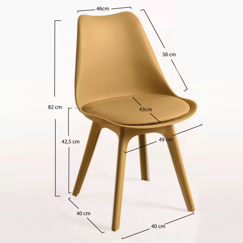 ORION91 Silla BOREAL Asiento Acolchado Piel Sintética y Patas Color (VARIOS COLORES) 48x43x82cm Comedor Oficina Salón Teletrabaj