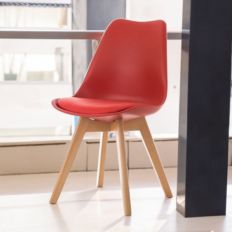 ORION91 Silla SIRIO Color (VARIOS COLORES) Acolchado Piel Sintética y Patas Haya 54x81x48cm Comedor Oficina Salón Teletrabajo Co