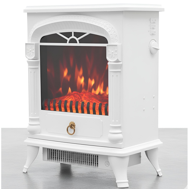 Orion91oficial® - Chimenea Eléctrica 1950W Color Blanco con Efecto Llama Realista y Calor Regulable - spaziOrion91