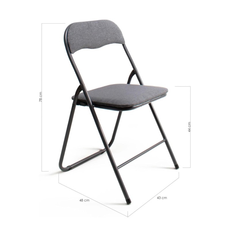 ORION91oficial® - Silla Plegable | Asiento Tela | Acolchado | Color Antracita | 44x46x79 cm | Estructura Negro🖤| Oficina | Hoste