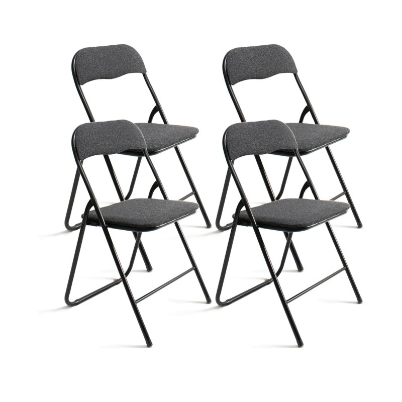 ORION91oficial® - Silla Plegable | Asiento Tela | Acolchado | Color Antracita | 44x46x79 cm | Estructura Negro🖤| Oficina | Hoste