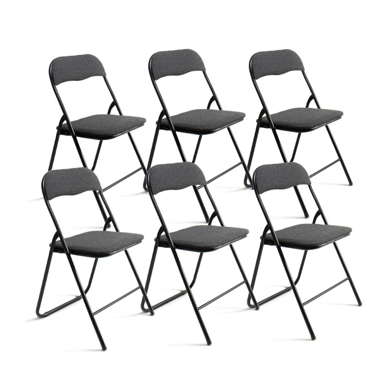 ORION91oficial® - Silla Plegable | Asiento Tela | Acolchado | Color Antracita | 44x46x79 cm | Estructura Negro🖤| Oficina | Hoste