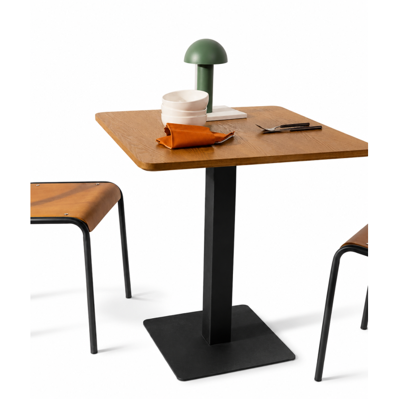 ORION91oficial® - Mesa de Bar, Cuadrada Madera Roble y Estructura Negro Mate (70 x 70 cm) Bar-Restaurante-Hostelería