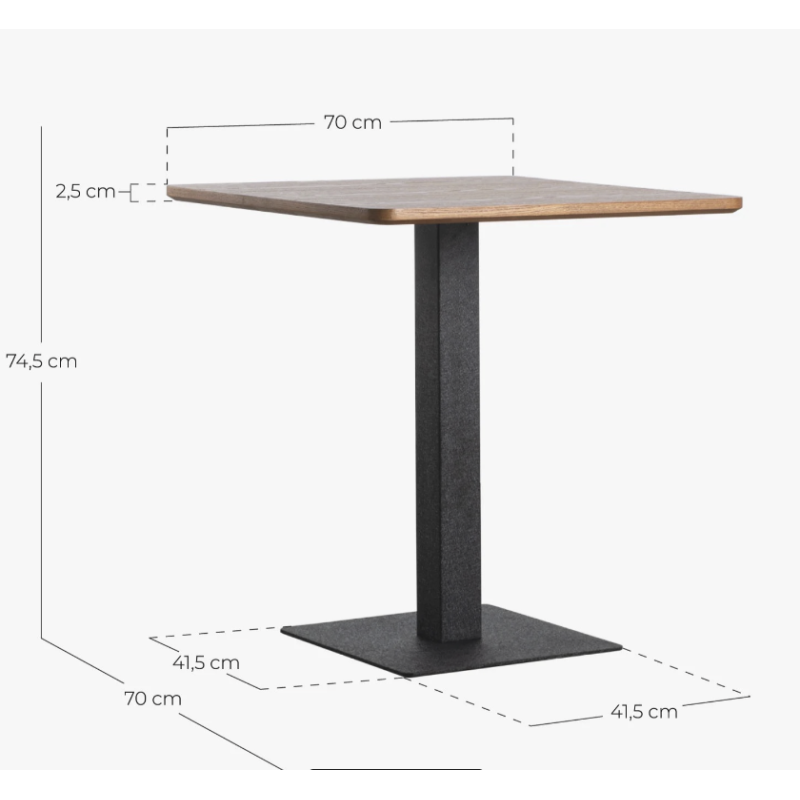 ORION91oficial® - Mesa de Bar, Cuadrada Madera Roble y Estructura Negro Mate (70 x 70 cm) Bar-Restaurante-Hostelería